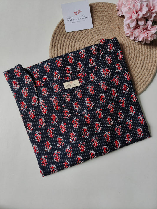 Ready To Ship Cotton Kantha Long Straight Kurti