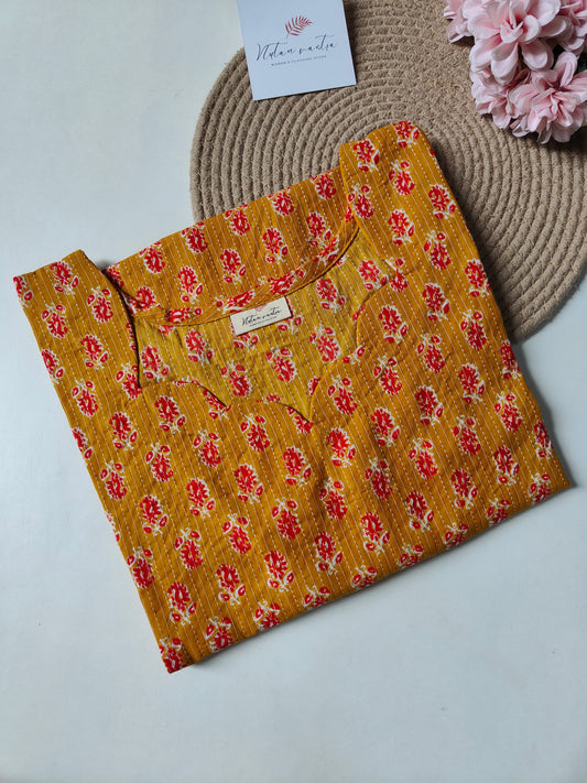 Ready To Ship Cotton Kantha Long Straight Kurti