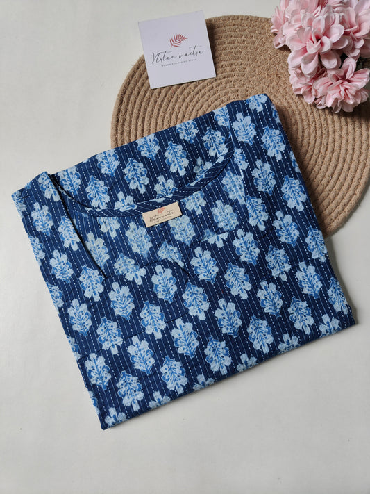 Ready To Ship Cotton Kantha Long Straight Kurti