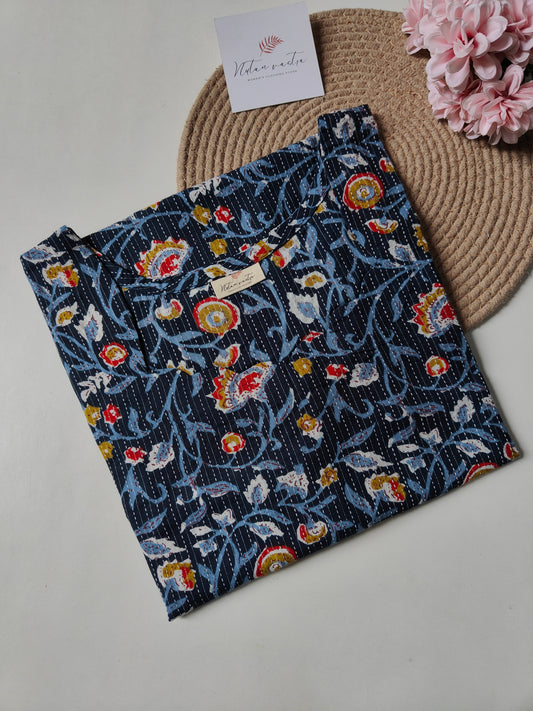 Ready To Ship Cotton Kantha Long Straight Kurti