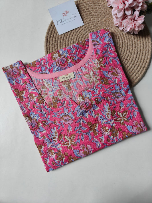 Ready To Ship Cotton Kantha Long Straight Kurti