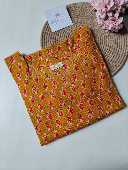 Ready To Ship Cotton Kantha Long Straight Kurti