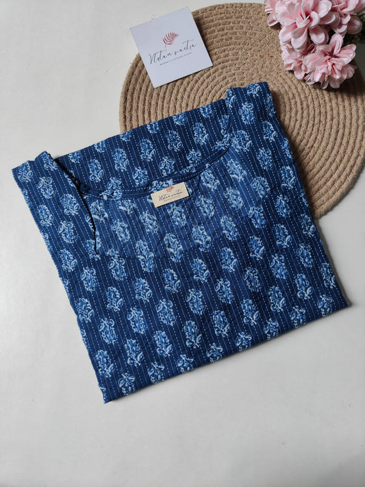 Ready To Ship Cotton Kantha Long Straight Kurti