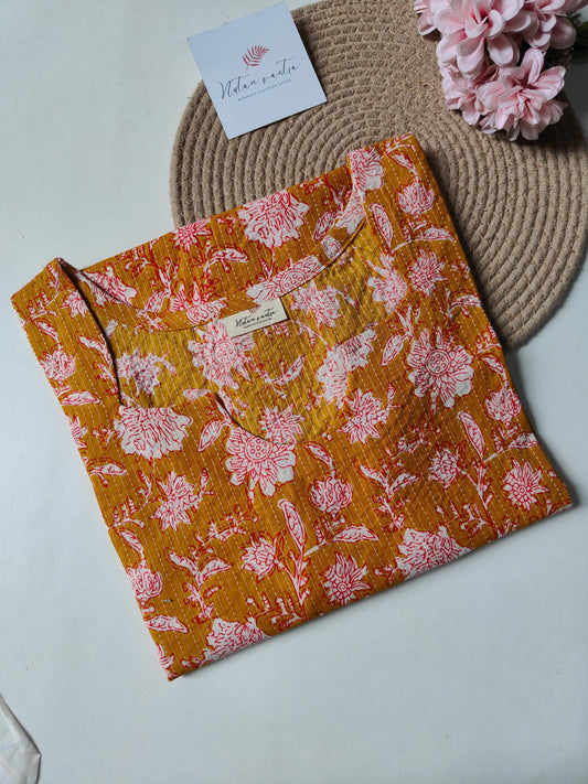 Ready To Ship Cotton Kantha Long Straight Kurti