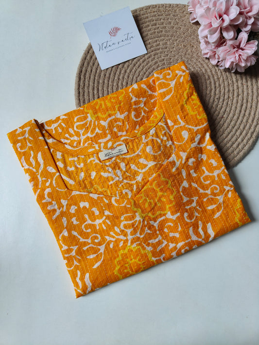 Ready To Ship Cotton Kantha Long Straight Kurti