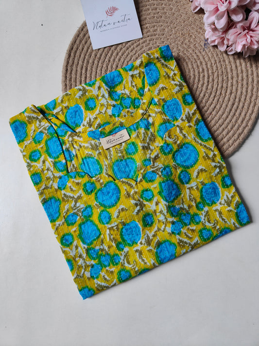 Ready To Ship Cotton Kantha Long Straight Kurti