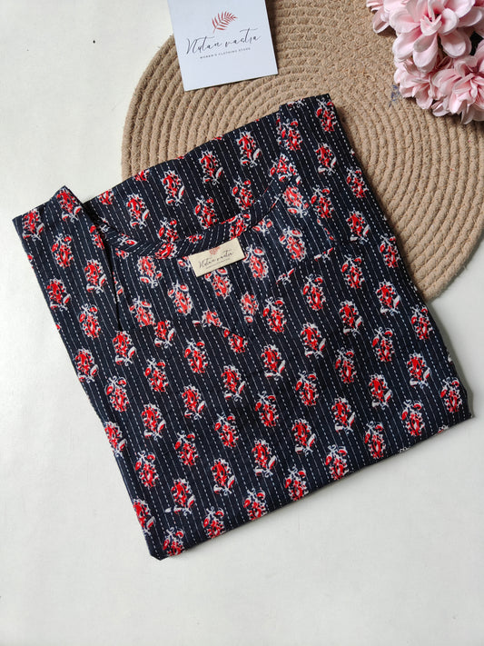 Ready To Ship Cotton Kantha Long Straight Kurti
