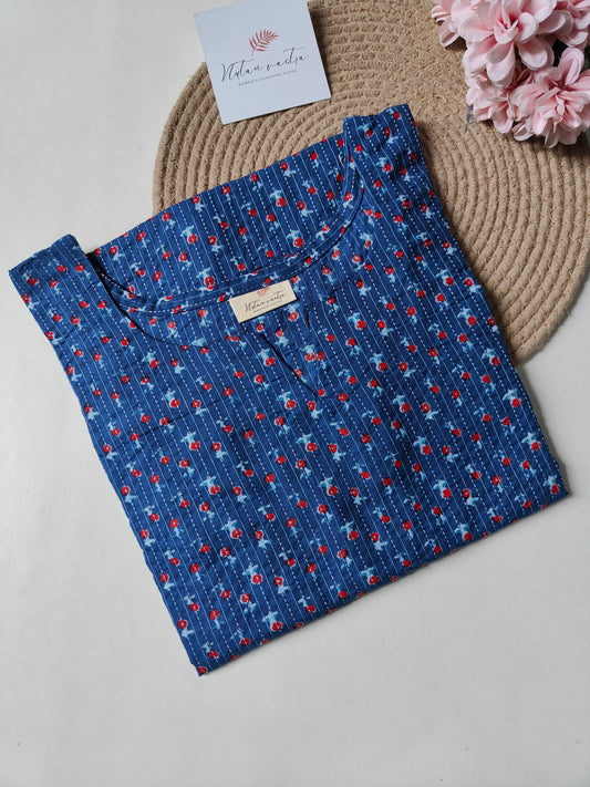 Ready to Ship Cotton Kantha Long Straight Kurti
