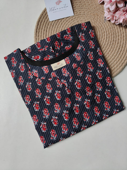 Ready to Ship Cotton Kantha Long Straight Kurti