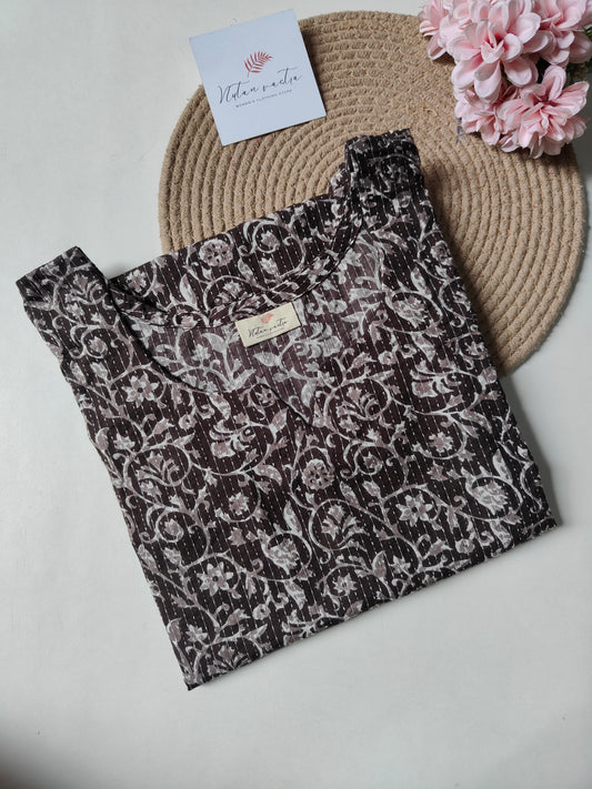 Ready To Ship Cotton Kantha Long Straight Kurti