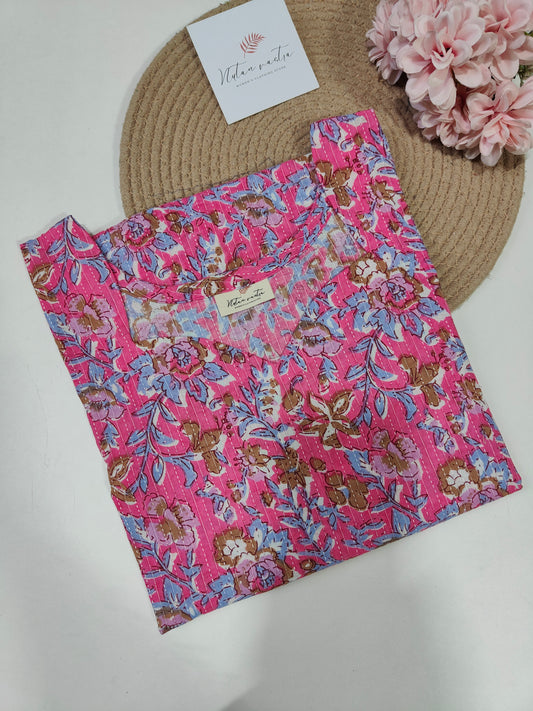 Ready To Ship Cotton Kantha Long Straight Kurti