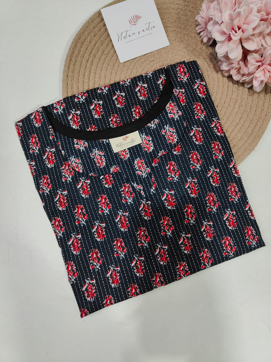 Ready to Ship Cotton Kantha Long Straight Kurti