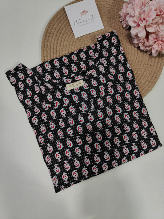 Ready to Ship Cotton Kantha Long Straight Kurti
