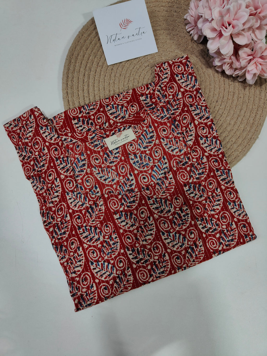 Ready To Ship Cotton Kantha Long Straight Kurti