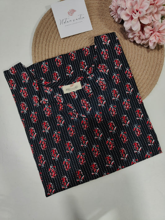 Ready To Ship Cotton Kantha Long Straight Kurti
