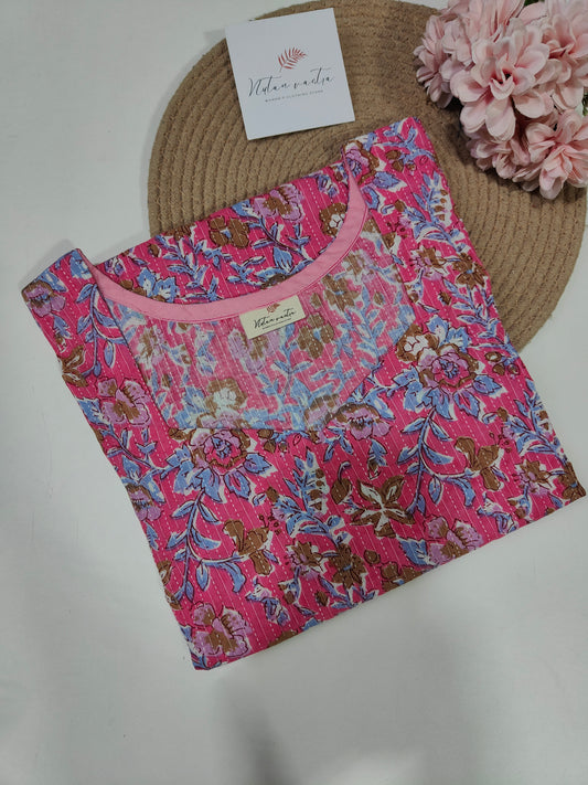 Ready To Ship Cotton Kantha Long Straight Kurti