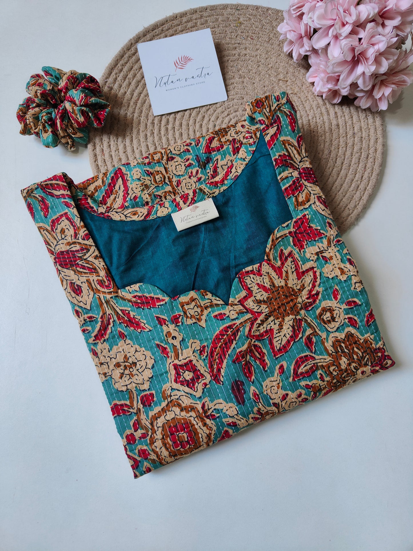 Cotton kantha Anarkali kurti