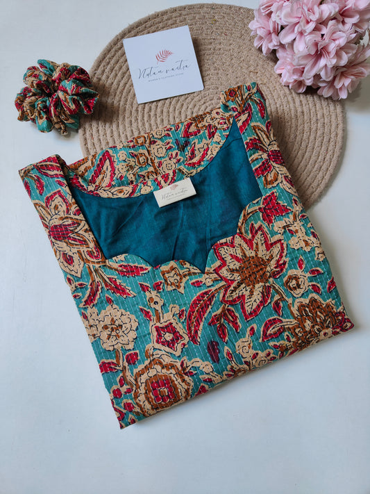 Cotton kantha Anarkali kurti