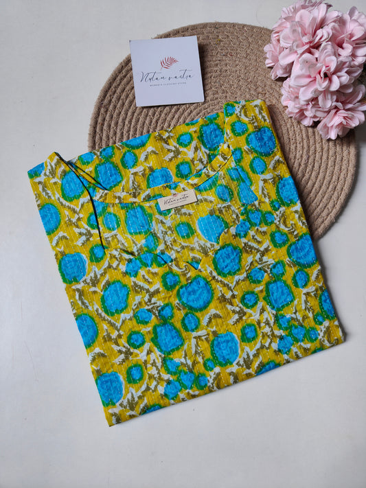 Ready to ship Cotton Kantha Long Straight Kurti