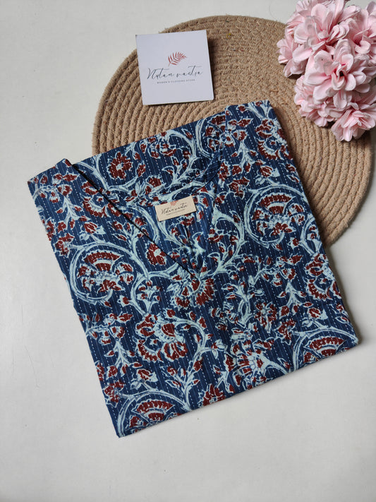 Ready to ship Cotton Kantha Long Straight Kurti