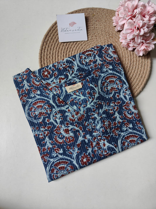 Ready to ship Cotton Kantha Long Straight Kurti