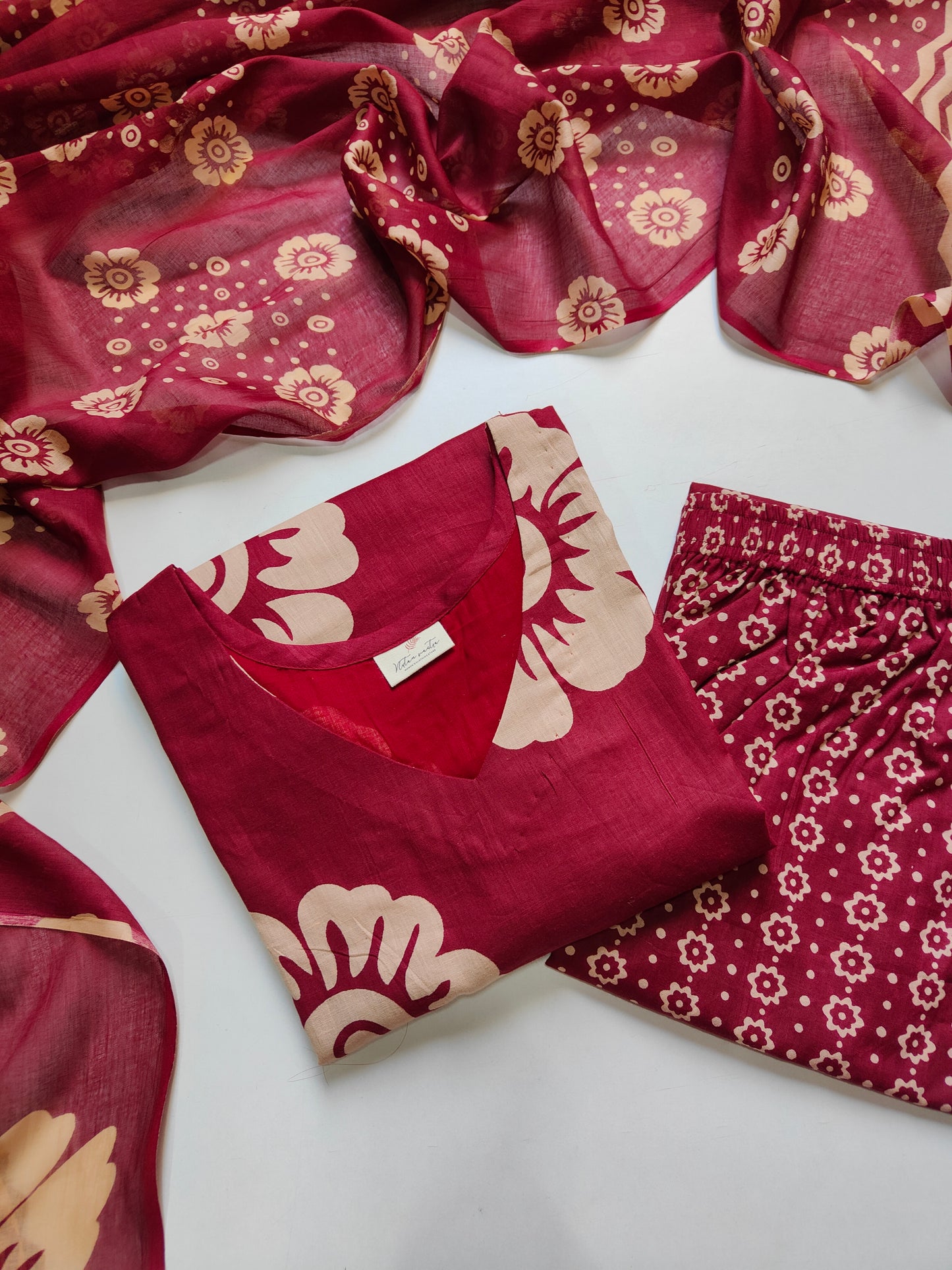 Cotton suit set with cotton dupatta