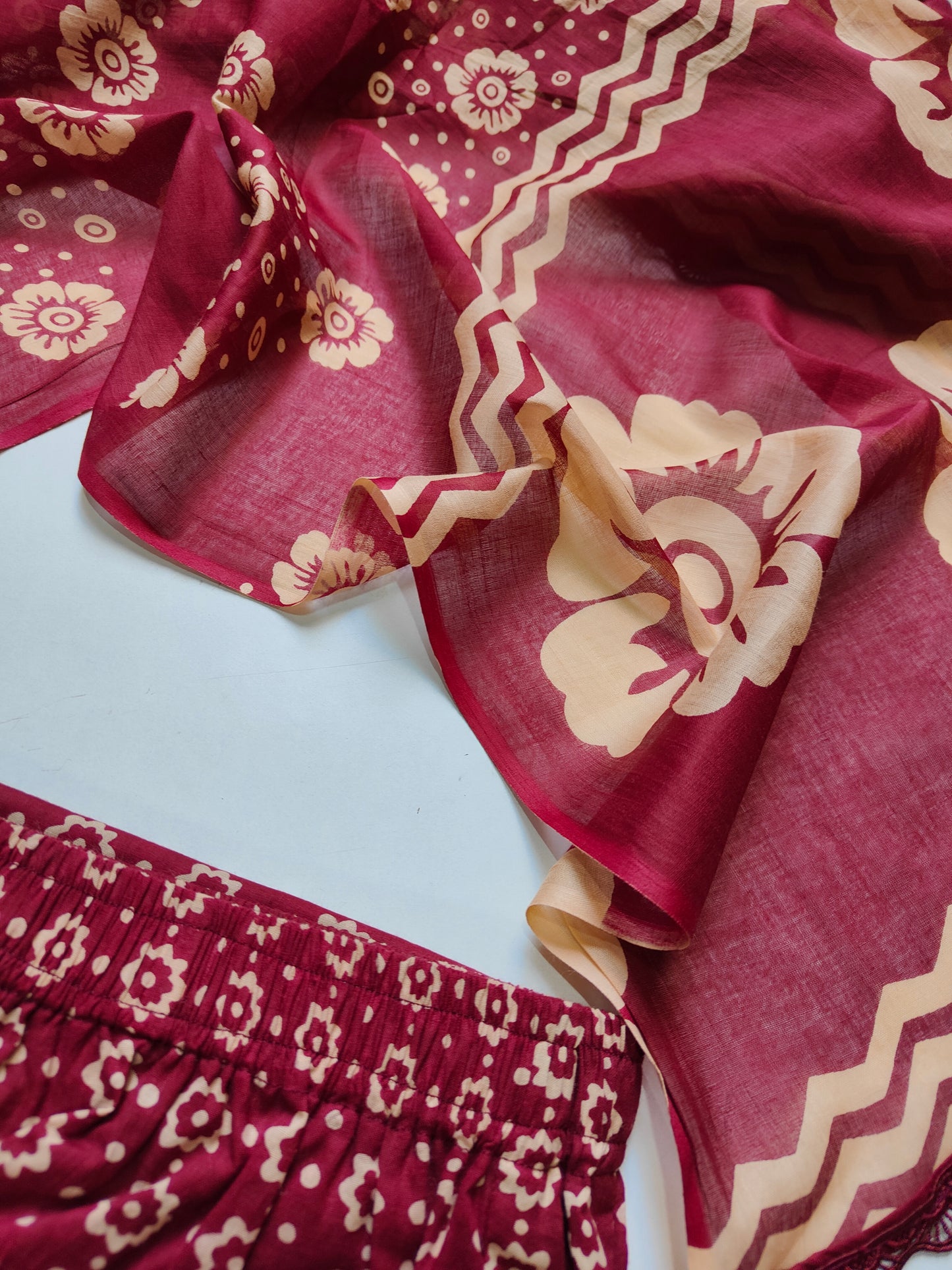 Cotton suit set with cotton dupatta