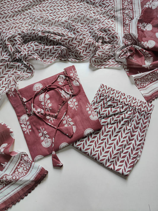 Cotton suit set with cotton dupatta