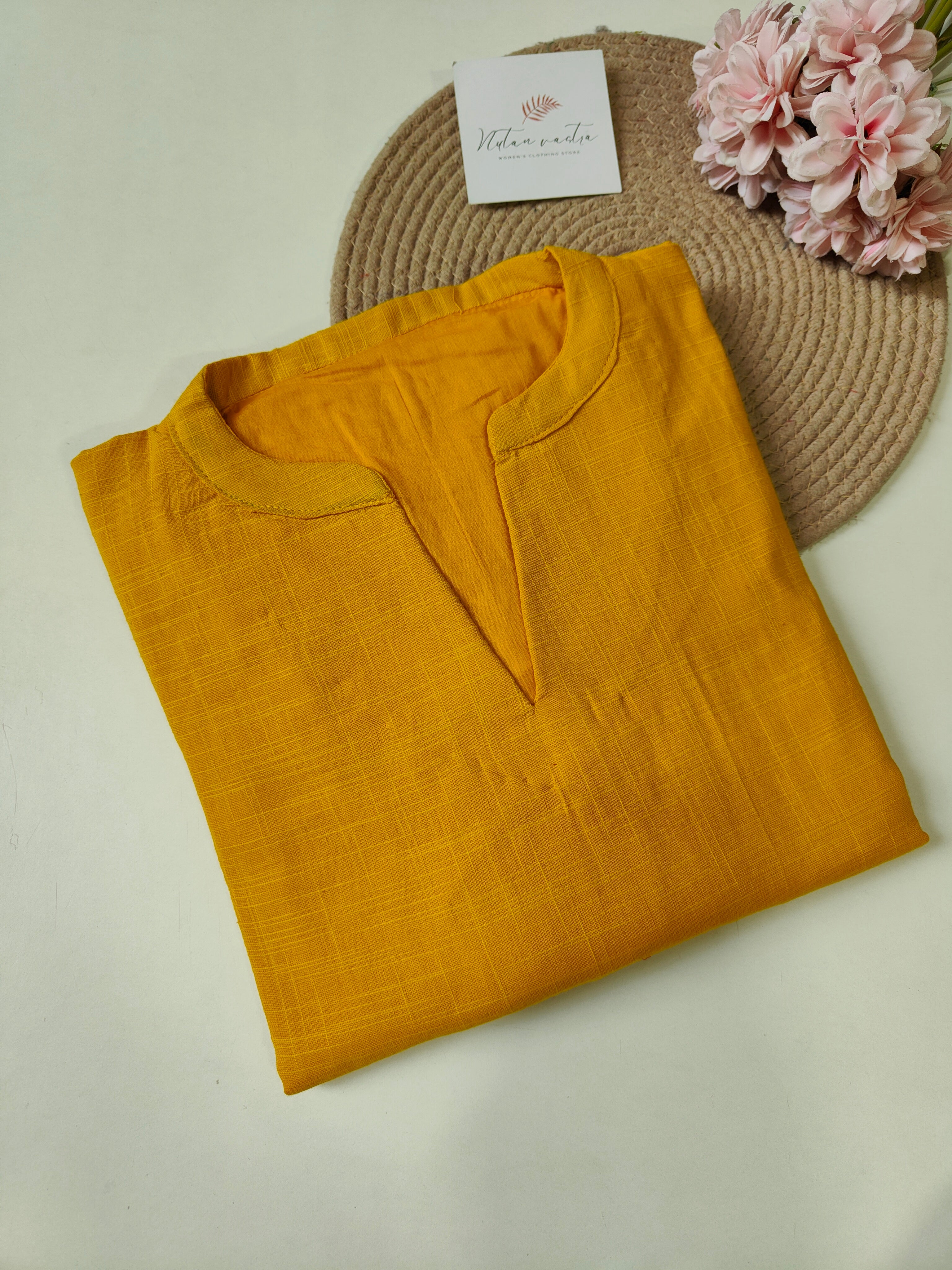 Slub Cotton Long Straight Kurti