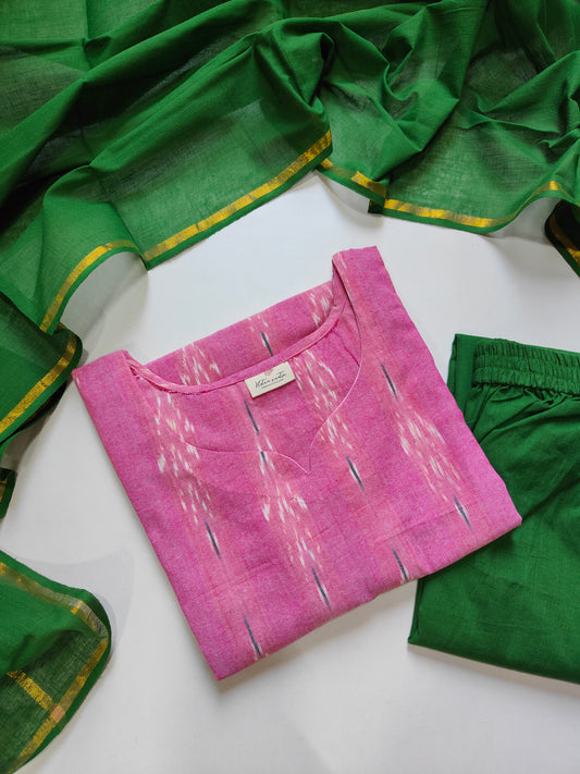 Handloom Ikkath cotton suit set