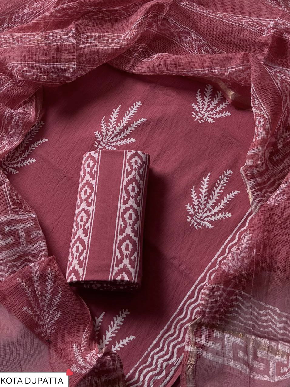 Cotton Suit Set With Kota Doria Dupatta