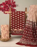 Cotton Suit Set With Chiffon Dupatta