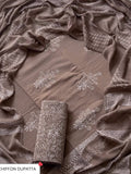 Cotton Suit Set With Chiffon Dupatta
