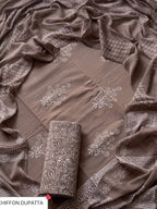 Cotton Suit Set With Chiffon Dupatta