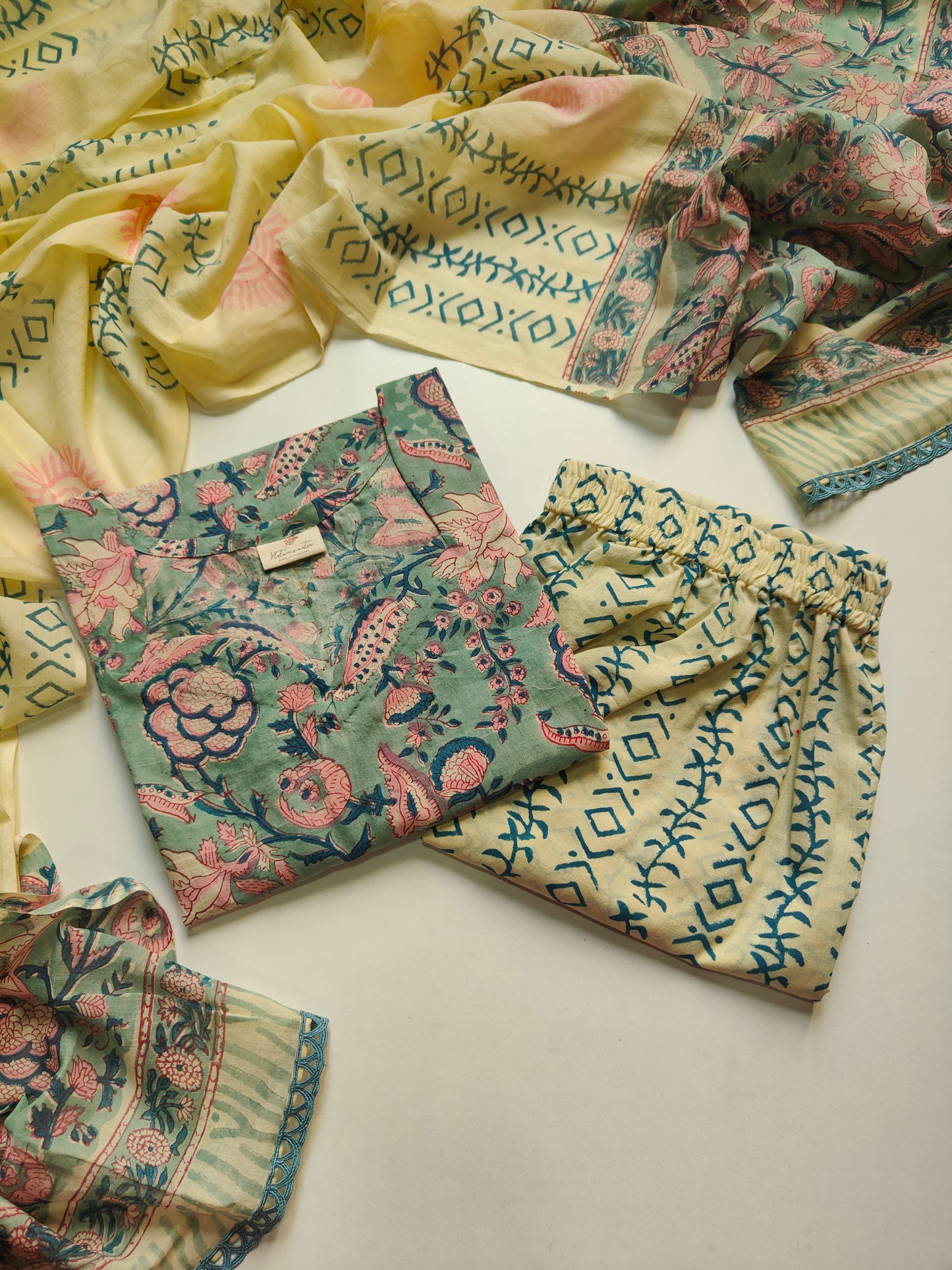 Cotton suit set with cotton dupatta