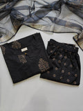 Cotton Suit Set With Organza Dupatta