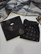 Cotton Suit Set With Organza Dupatta