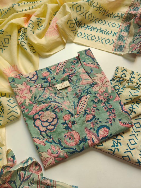 Cotton suit set with cotton dupatta