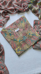 Cotton Suit Set With Chiffon Dupatta