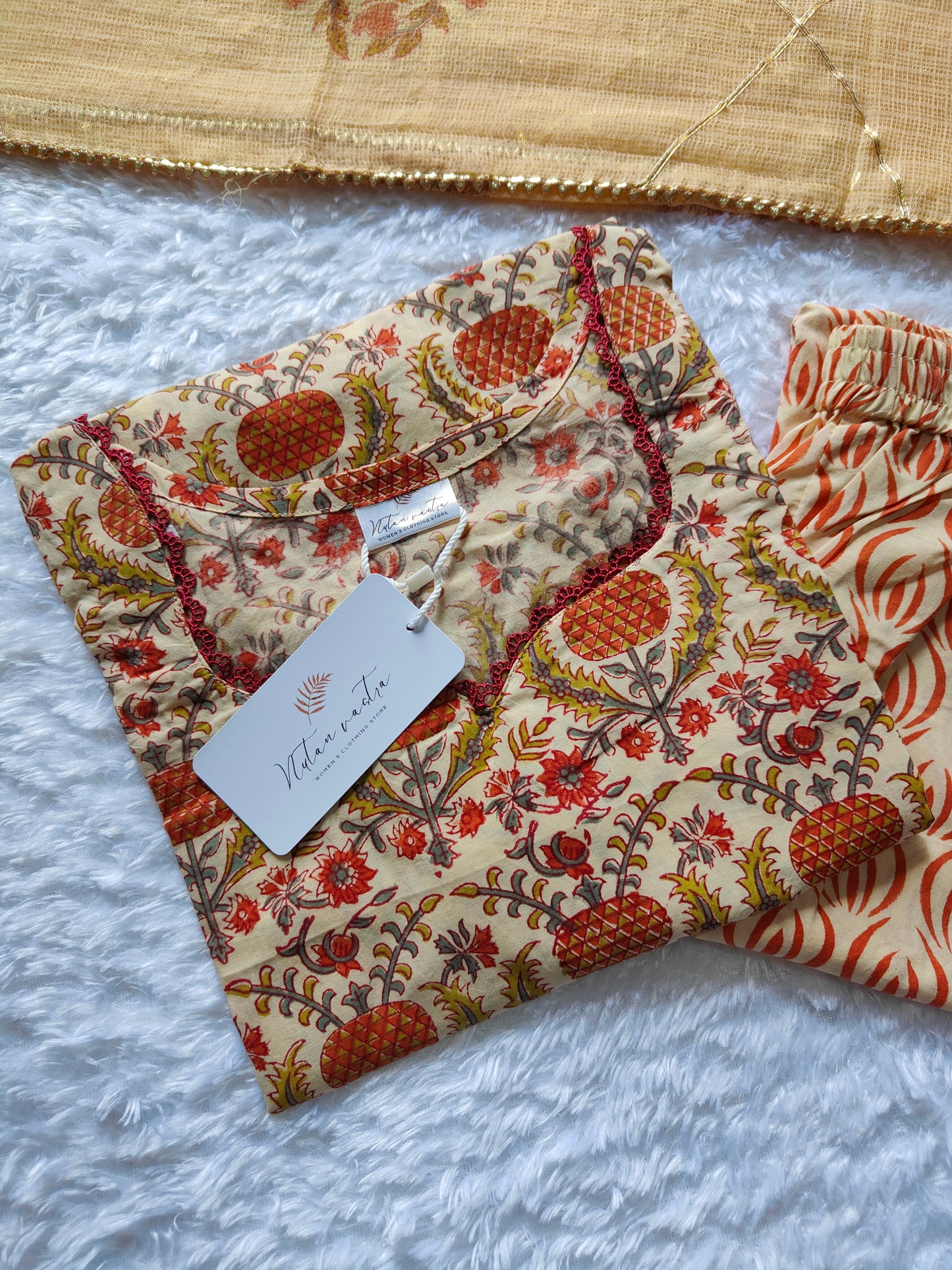 Cotton suit set with kota Doria Dupatta