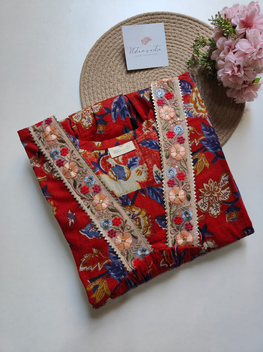 Cotton Alia cut Anarkali kurti