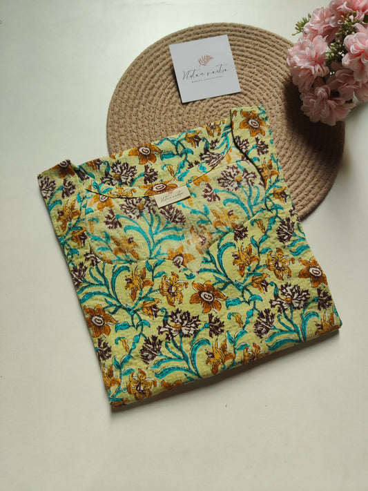 Cotton kantha long straight kurti