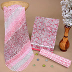 Cotton Suit Set With Chiffon Dupatta