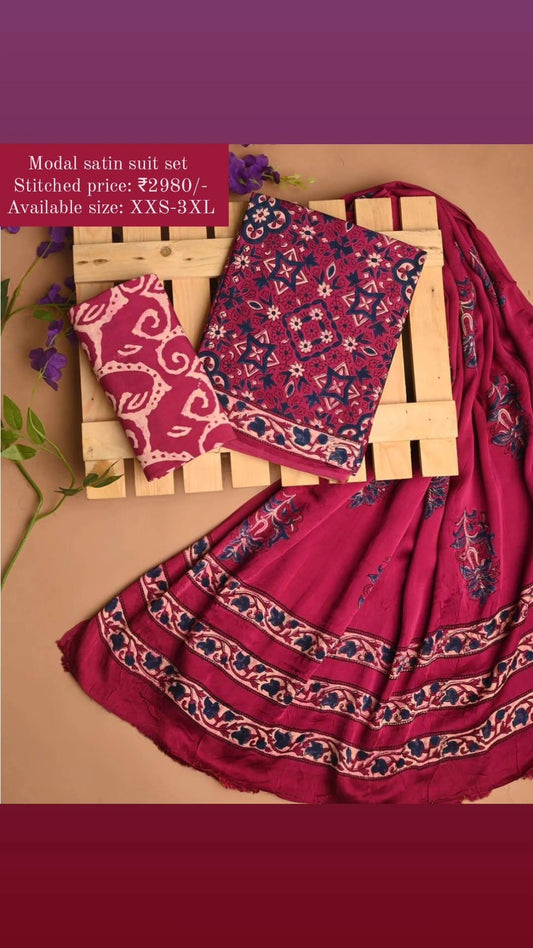 Modal satin suit set