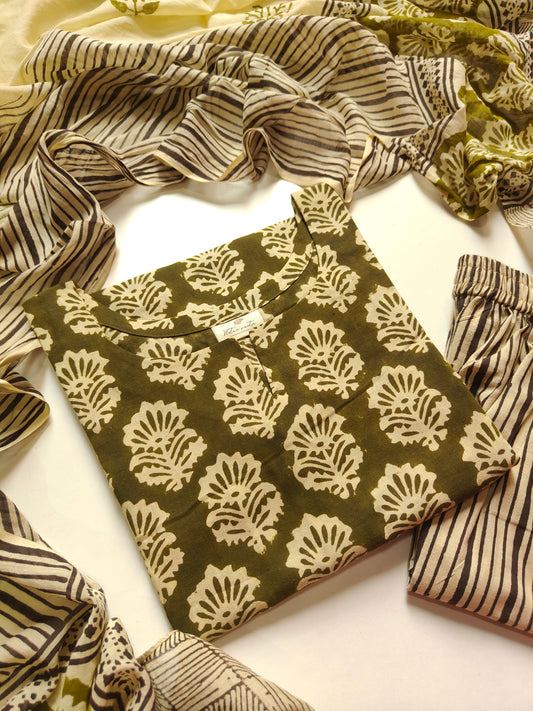 Cotton suit set with cotton dupatta
