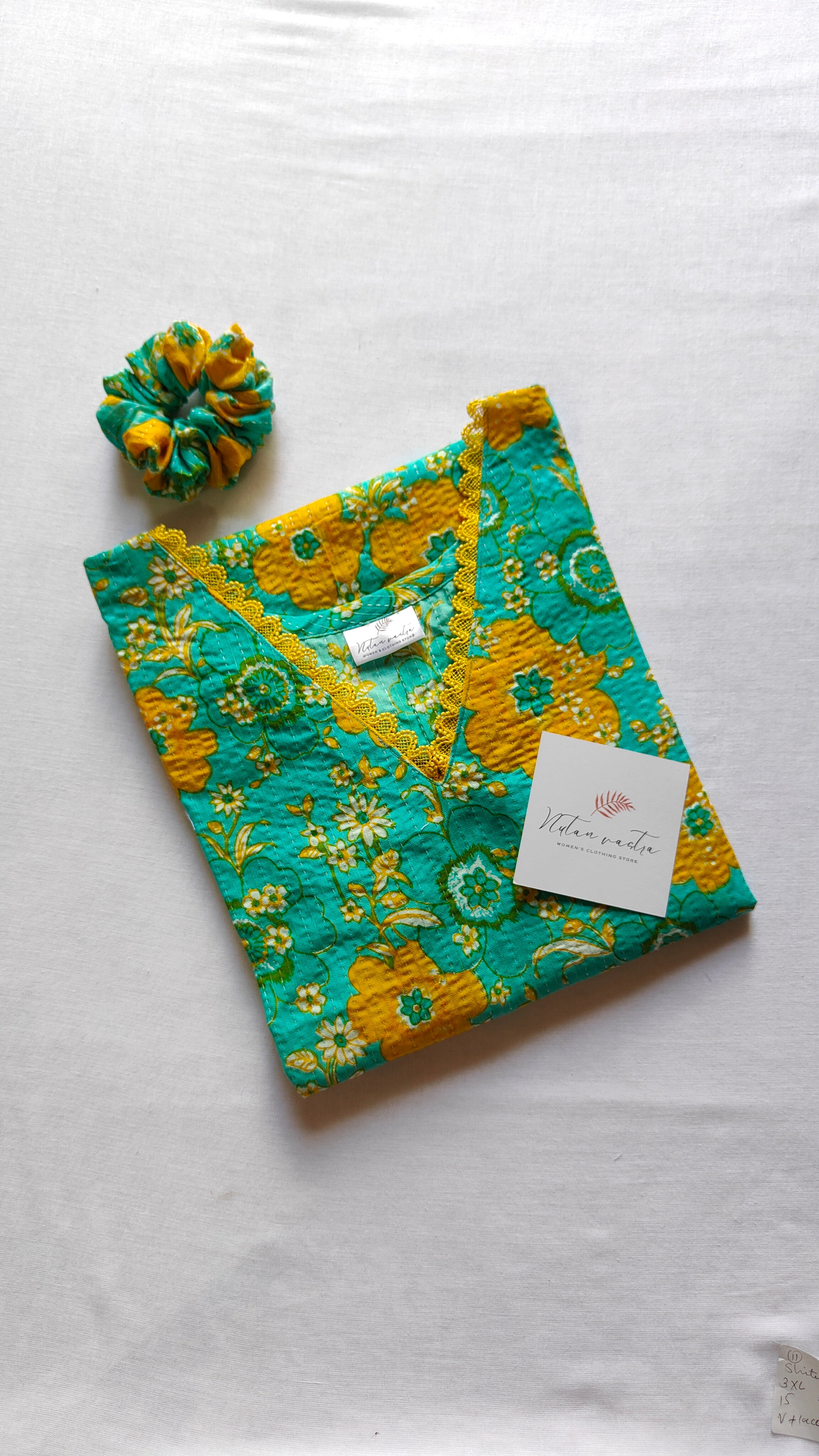 Cotton Kantha Long Straight Kurti