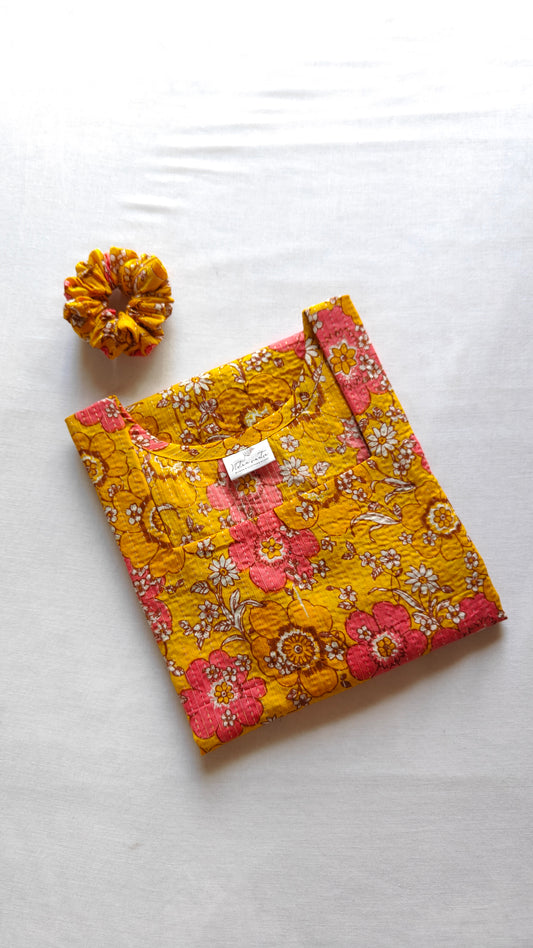 Cotton kantha long straight kurta