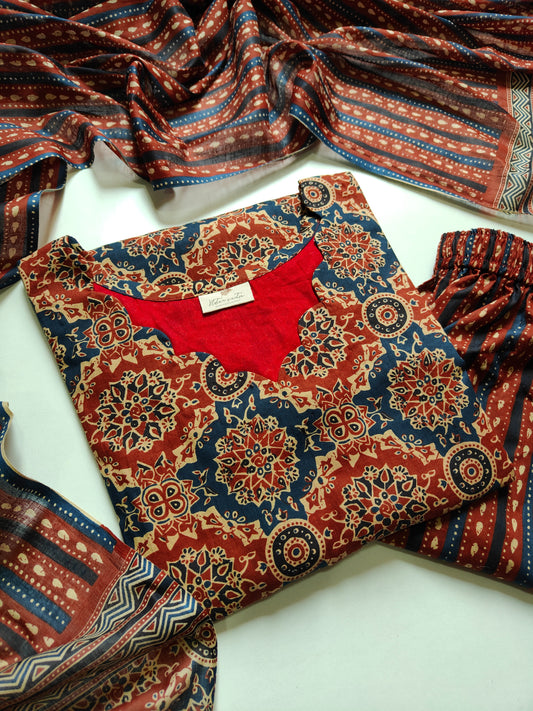 Cotton suit set with cotton dupatta