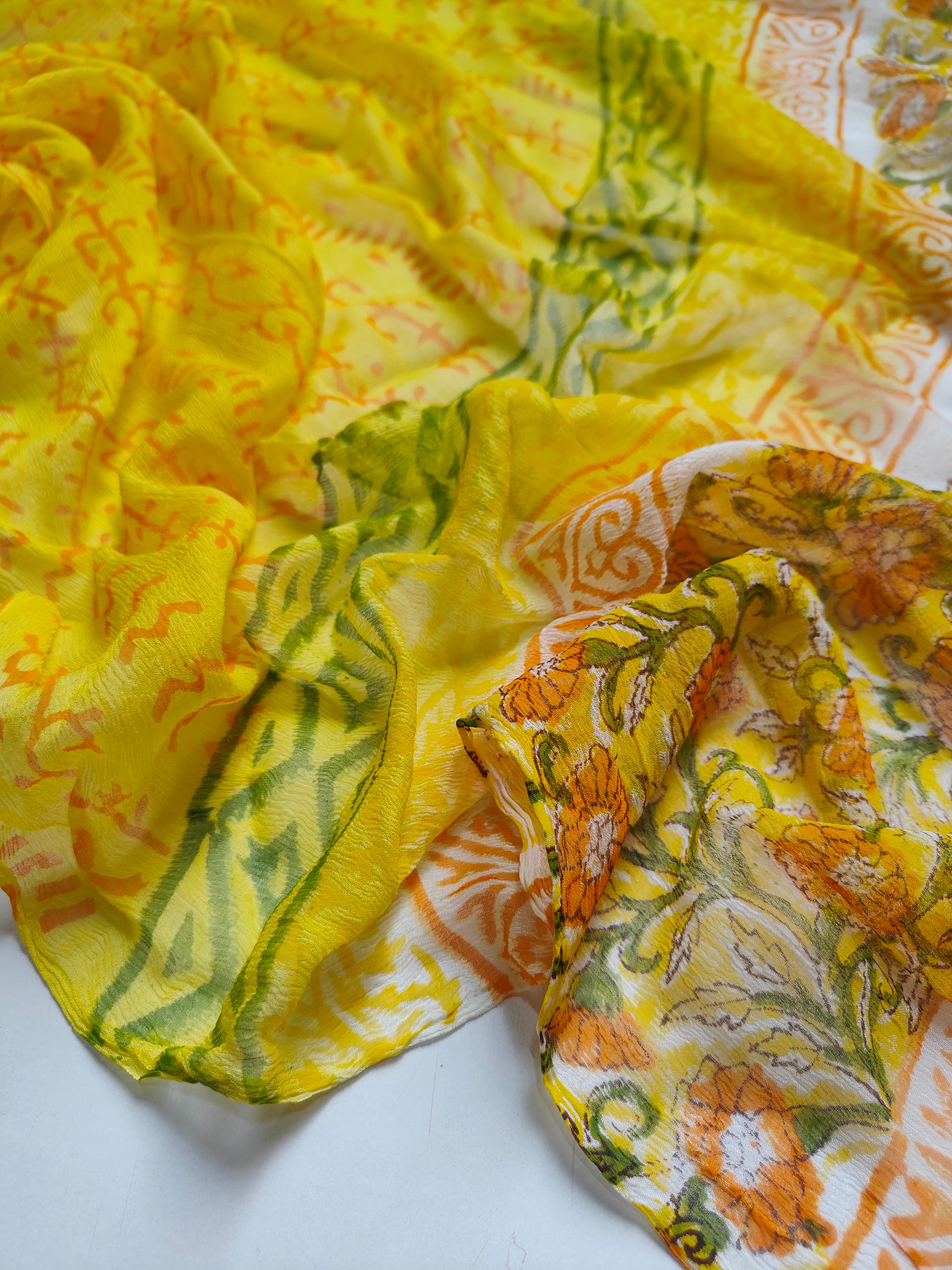 Cotton Suit Set With Chiffon Dupatta